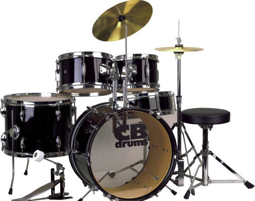 Junior 5 -Piece Drum Kit with Cymbals, Hardware & Throne - Black